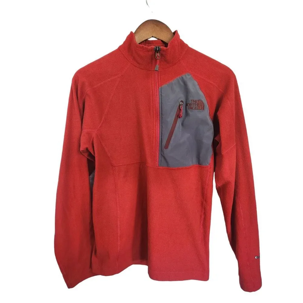 The North Face Men's‎ FlashDry 1/2 Zip Fleece Pullover Size Small Red Gray